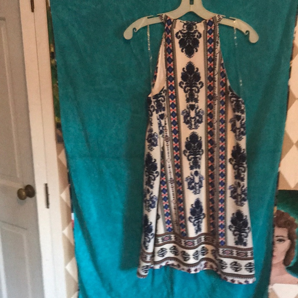 Dress blue orange red print